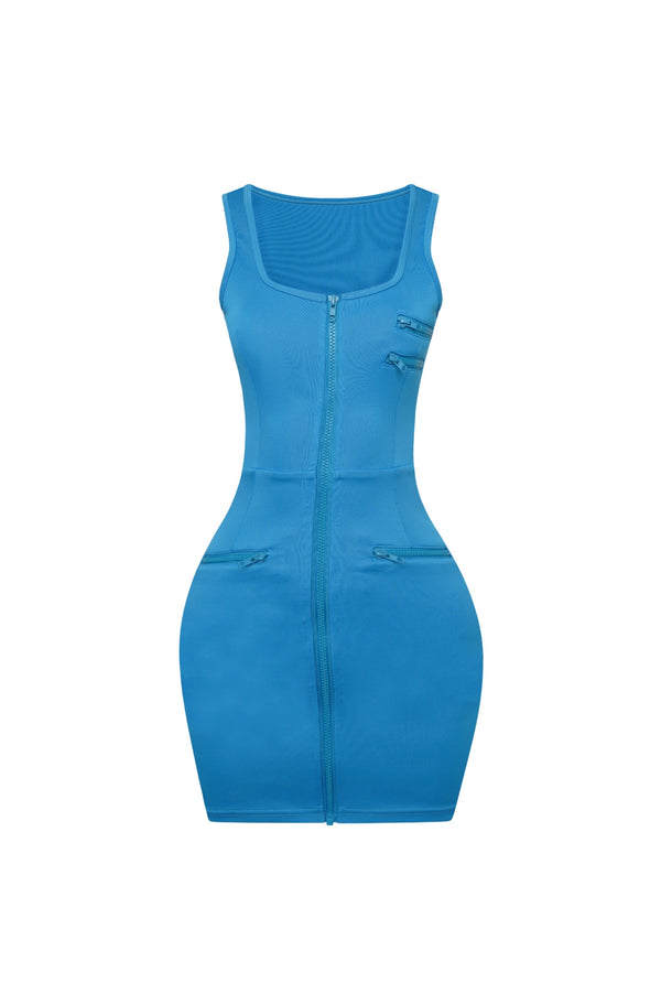 Turquoise Zip Mini Dress