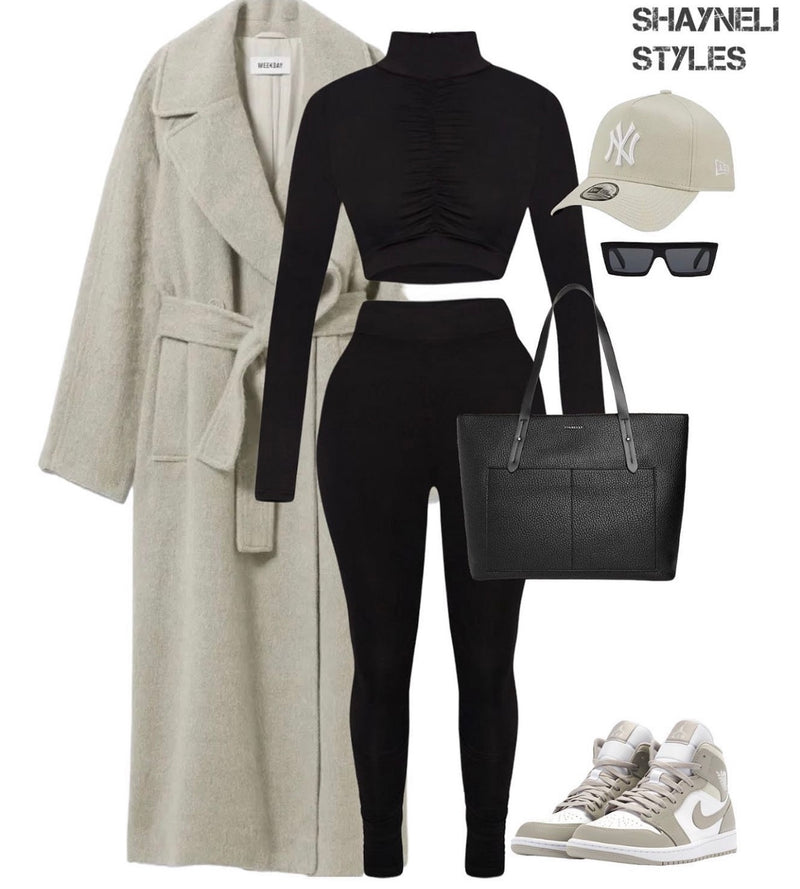 Black on Black Ruched 2 piece
