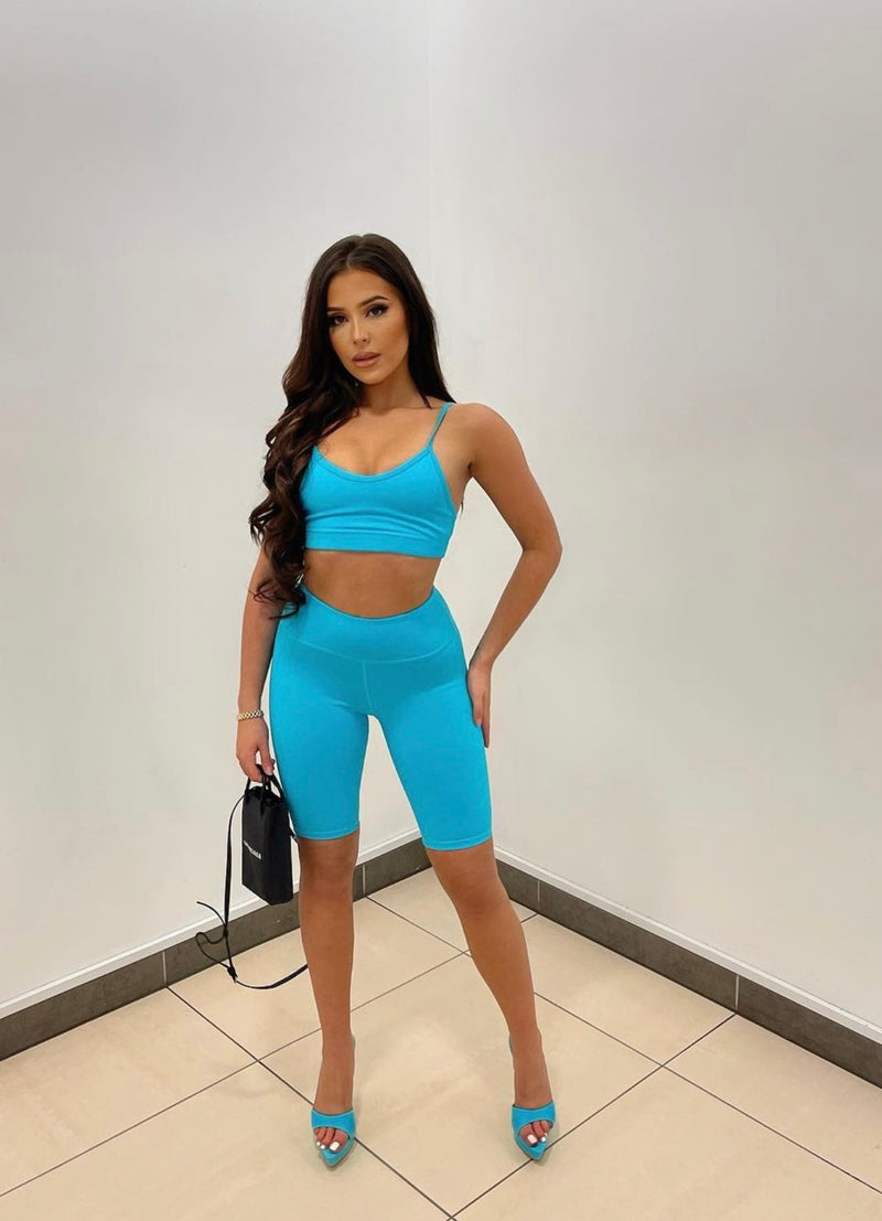 Turquoise High Waisted Shorts