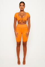 Orange Knot Crop Top