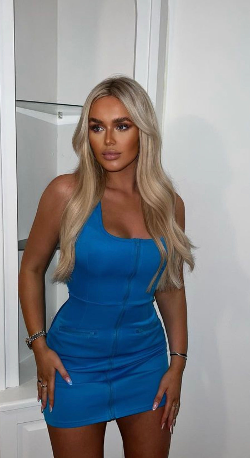 Turquoise Zip Mini Dress