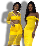 Yellow Bandage & Mesh 2 Piece