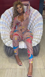 Digital Graffiti Mesh Jumpsuit