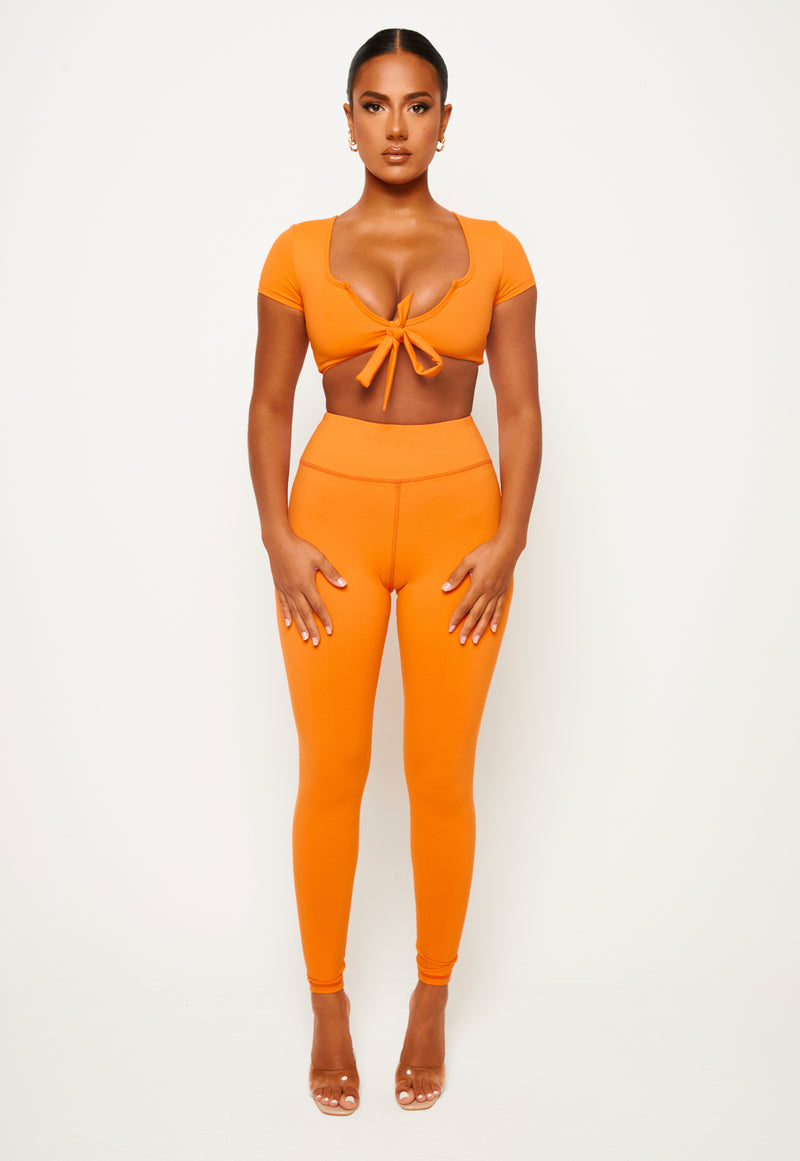 Orange Knot Crop Top