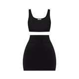 Petite Black Soft Bandage Two Piece Mini