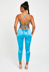Turquoise Backless Jumpsuit