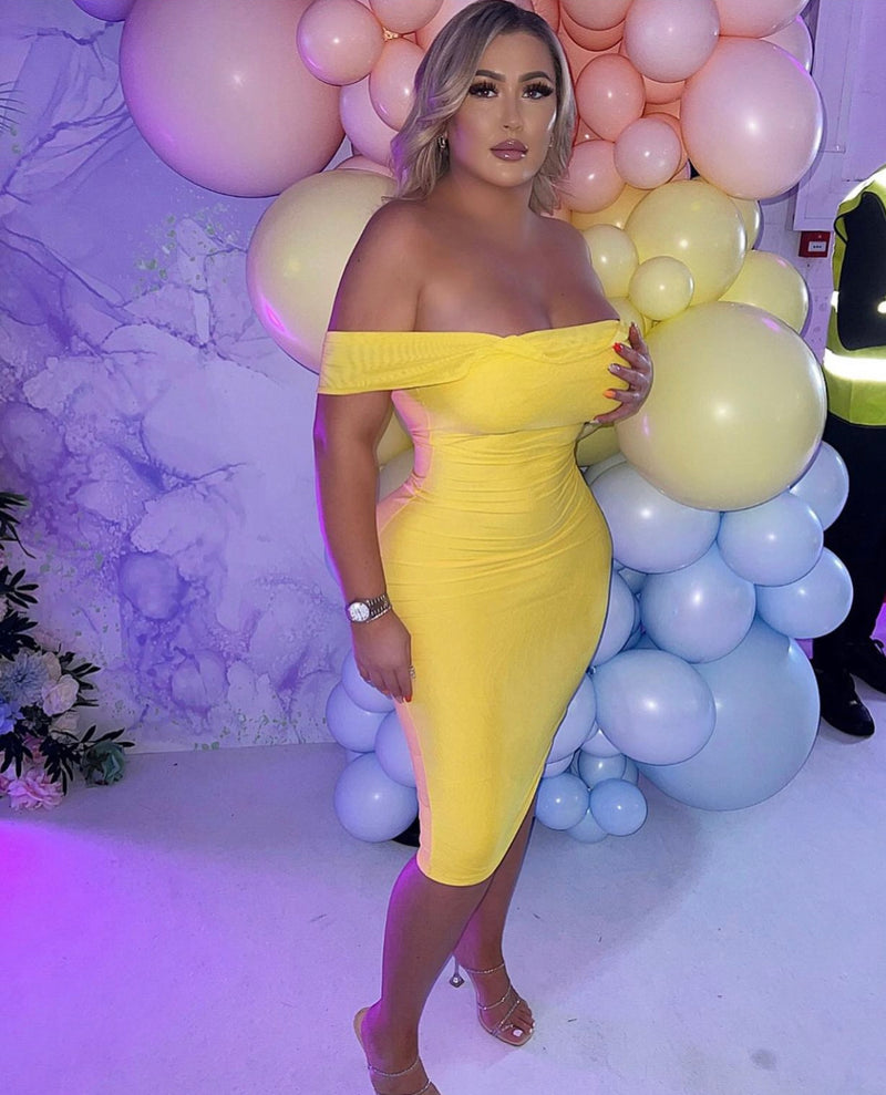 Yellow Double Mesh Dress