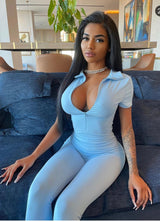 Blue Capped Sleeve Thong Bodysuit